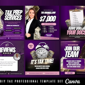 Tax Prep Flyer Template Set Fully Customizable on Canva