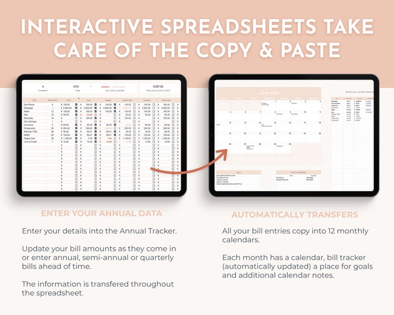 Bill Tracker Spreadsheet: Annual Budget, Excel & Google Sheets - Etsy