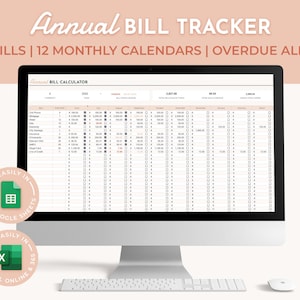 Bill Tracker Budget Spreadsheet, Excel Bill Tracker, Monthly Bill Tracker Google Sheets, Bill Payment Calendar, Annual Expense Tracker