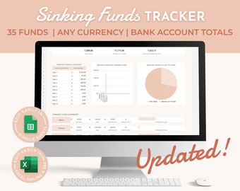 Sinking Funds Tracker, Instant Download, Excel Budget Spreadsheet, Google Sheets Savings Tracker, Finance Spreadsheet, Vacation Savings