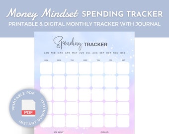 Money Saving Tracker, Money Mindset Journal, Spending Tracker Printable, Pastel Budget Planner, PDF Money Tracker, Instant Download