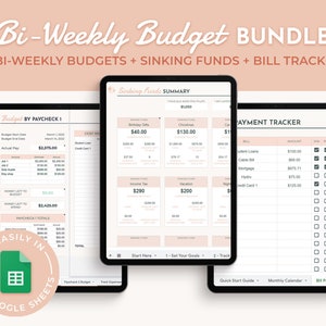 Bi-Weekly Budget by Paycheck Spreadsheet Bundle, Zero Based Budget, Sinking Funds Tracker, Bill Tracker, Google Sheets, Digital Budget