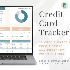 Credit Card Payoff Spreadsheet Excel, Credit Card Tracker Log Template Spreadsheet, Credit Card Payment Google Sheets, Credit Score Planner image 1