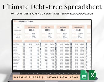 Ultimate Debt Payoff Tracker Budget Template for Google Sheets and Excel, Debt Snowball Budget Sheet, Credit Card Tracker Finance Planner