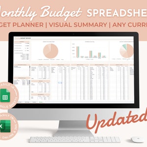 Monthly Budget Spreadsheet for Excel, Google Sheets, Financial Planner, Income Tracker, Bill Tracker, Budgeting Spreadsheet, Budget Planner