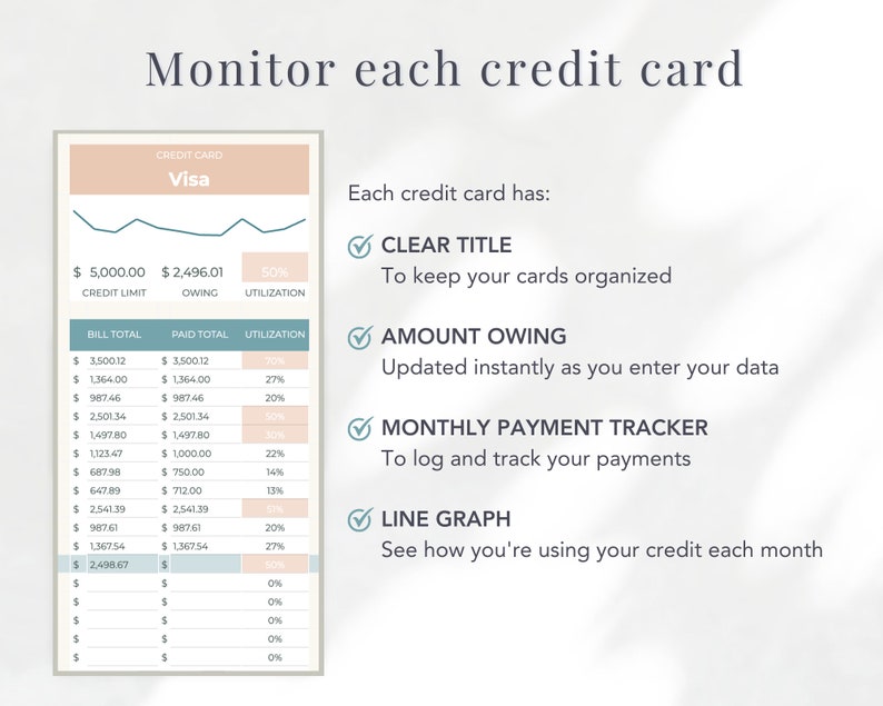Credit Card Payoff Spreadsheet Excel, Credit Card Tracker Log Template Spreadsheet, Credit Card Payment Google Sheets, Credit Score Planner image 3