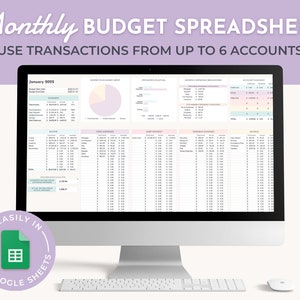 Persoonlijk financieel dashboard, maandelijkse budgetplanner, bankrekeningtracker, budgetsjabloon voor Google Spreadsheets, creditcardtracker bankrekening