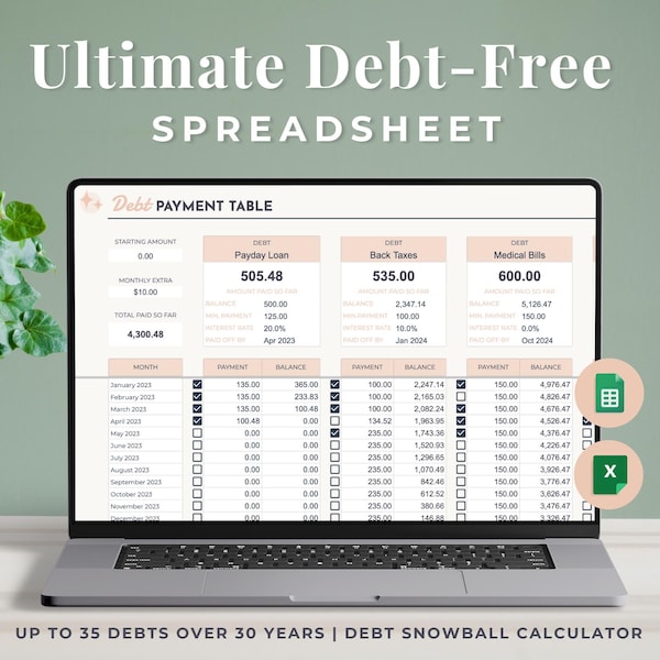 Skuldbetalningsspårare: Mall för skuldsnöboll för Google Sheets och Excel