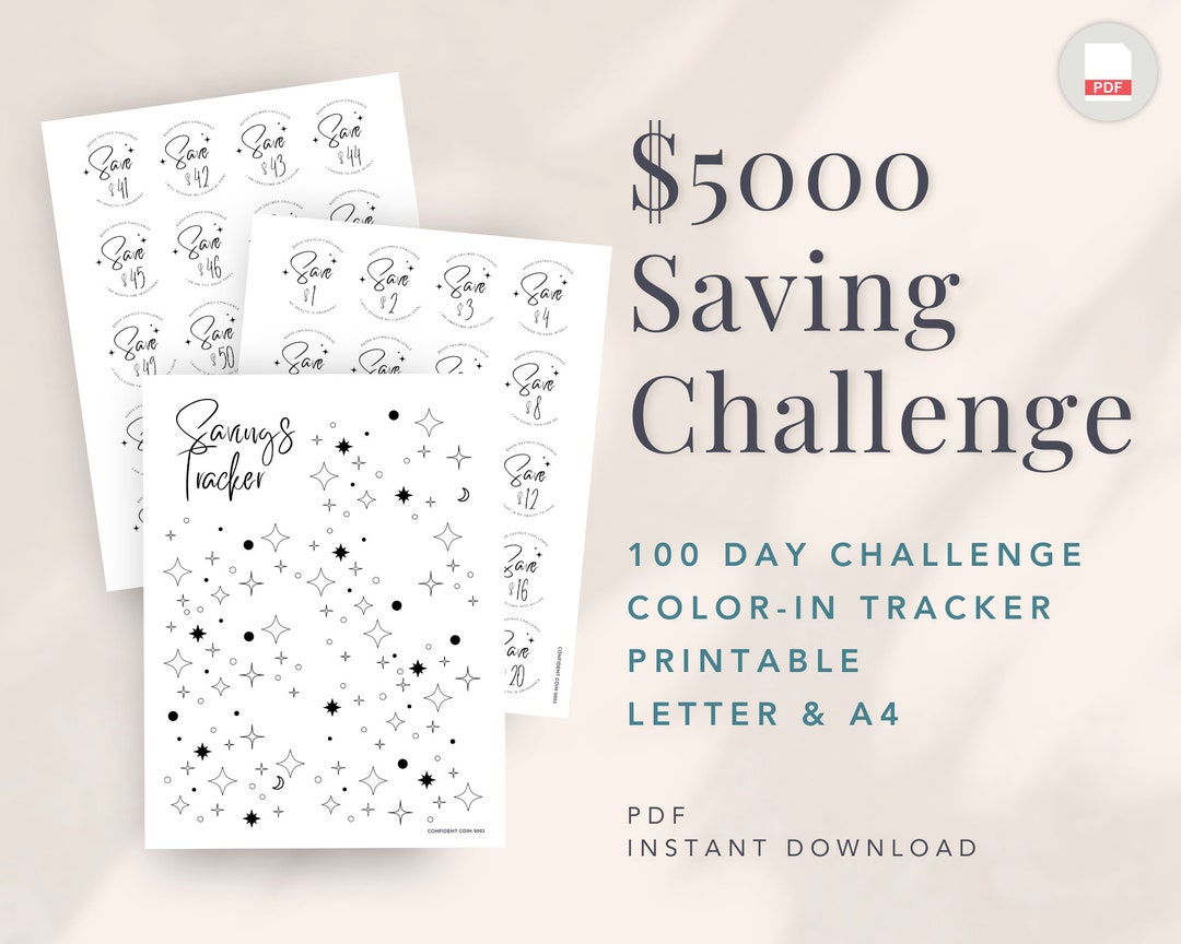5000 Saving Challenge Printable Money Saving Challenge Mini Savings ...