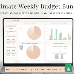 Wekelijkse budgetplanner voor Google Spreadsheets Budget, wekelijkse uitgaventracker, budgetspreadsheet salaris