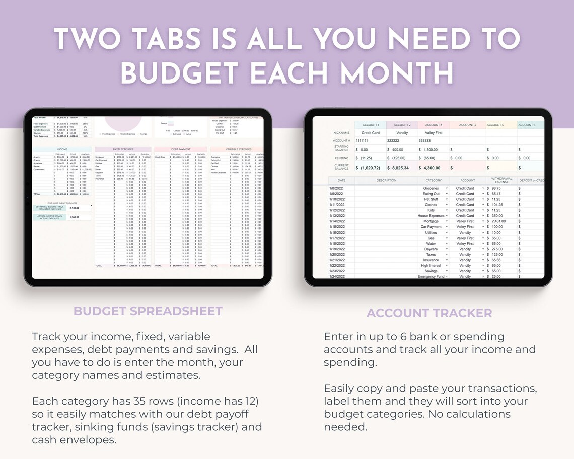 Personal Finance Dashboard, Monthly Budget Planner, Bank Account ...