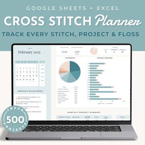 Kruissteek Projectplanner Knutselen Hobby Habit Tracker WIP Stitching Tracker Spreadsheet Anker DMC Kleurconversiekaart Voorraadtracker