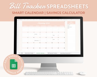 Bill Tracker Spreadsheet, Bill Payment Tracker, Monthly Bill Calendar, Smart Calendar, Budget Spreadsheet, Digital Template, Google Sheets