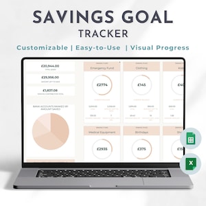 Savings Goal Tracker | Monthly Savings Plan & Challenge | Google Sheets Template | Instant Download Savings Tracker
