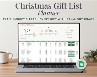 Christmas Planner Google Sheet, Gift & Budget Tracker (Digital)