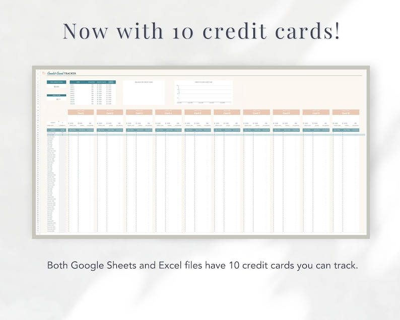 Credit Card Payoff Spreadsheet Excel, Credit Card Tracker Log Template Spreadsheet, Credit Card Payment Google Sheets, Credit Score Planner image 6