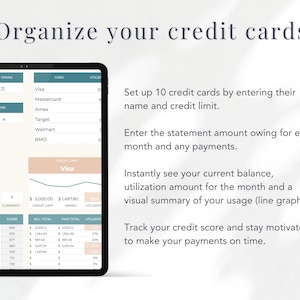 Credit Card Payoff Spreadsheet Excel, Credit Card Tracker Log Template Spreadsheet, Credit Card Payment Google Sheets, Credit Score Planner image 2