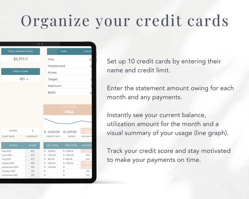 Credit Card Payoff Spreadsheet Excel, Credit Card Tracker Log Template Spreadsheet, Credit Card Payment Google Sheets, Credit Score Planner image 2