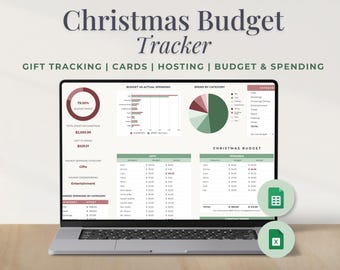 Weihnachtsbudget-Übersicht, Feiertagsausgaben-Tracker ( Google Sheets & Excel)