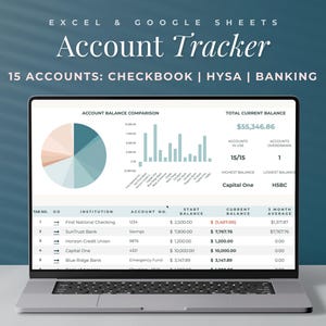 Registro de chequera de cuenta bancaria Hojas de cálculo de Google Seguimiento de gastos digitales Excel, Plantilla de planificador de presupuesto, Registro de finanzas personales, Descarga instantánea