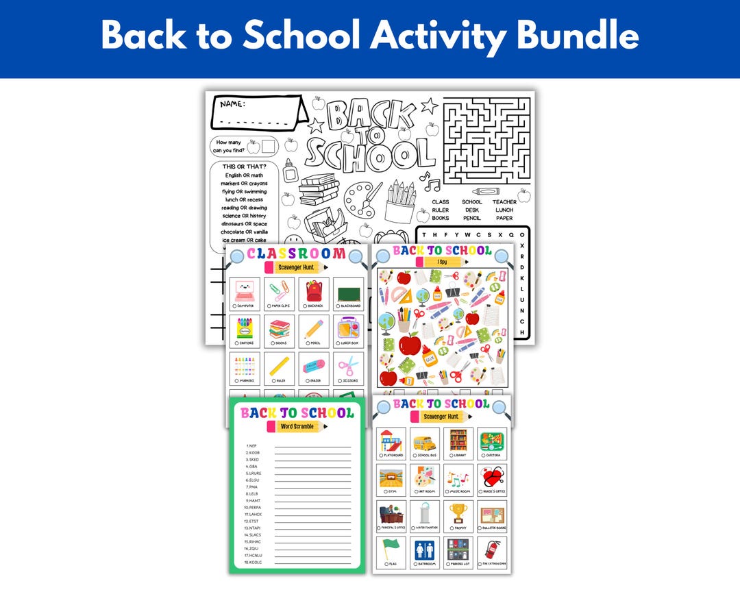 Back to School Activity Bundle, Printable Back to School Games, First ...