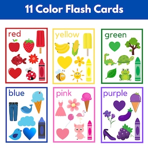 Tarjetas didácticas de colores, tarjetas didácticas para preescolar, tarjetas de colores imprimibles, aprendizaje de colores, descarga digital, tarjetas imprimibles para educación en el hogar, tarjetas educativas