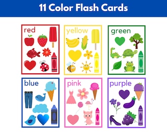 Color Flashcards, Preschool Flashcards, Printable Color Cards, Learning Colors, Digital Download, Homeschool Printable, Educational Cards