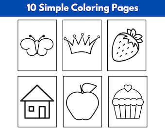 Simple Coloring Pages | Preschool Coloring Pages Printable | Coloring for Kids | Simple Coloring Pages for Kids, Toddlers, Preschoolers