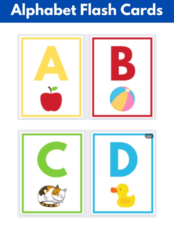 26 printable alphabet flash cards abc flashcards full etsy