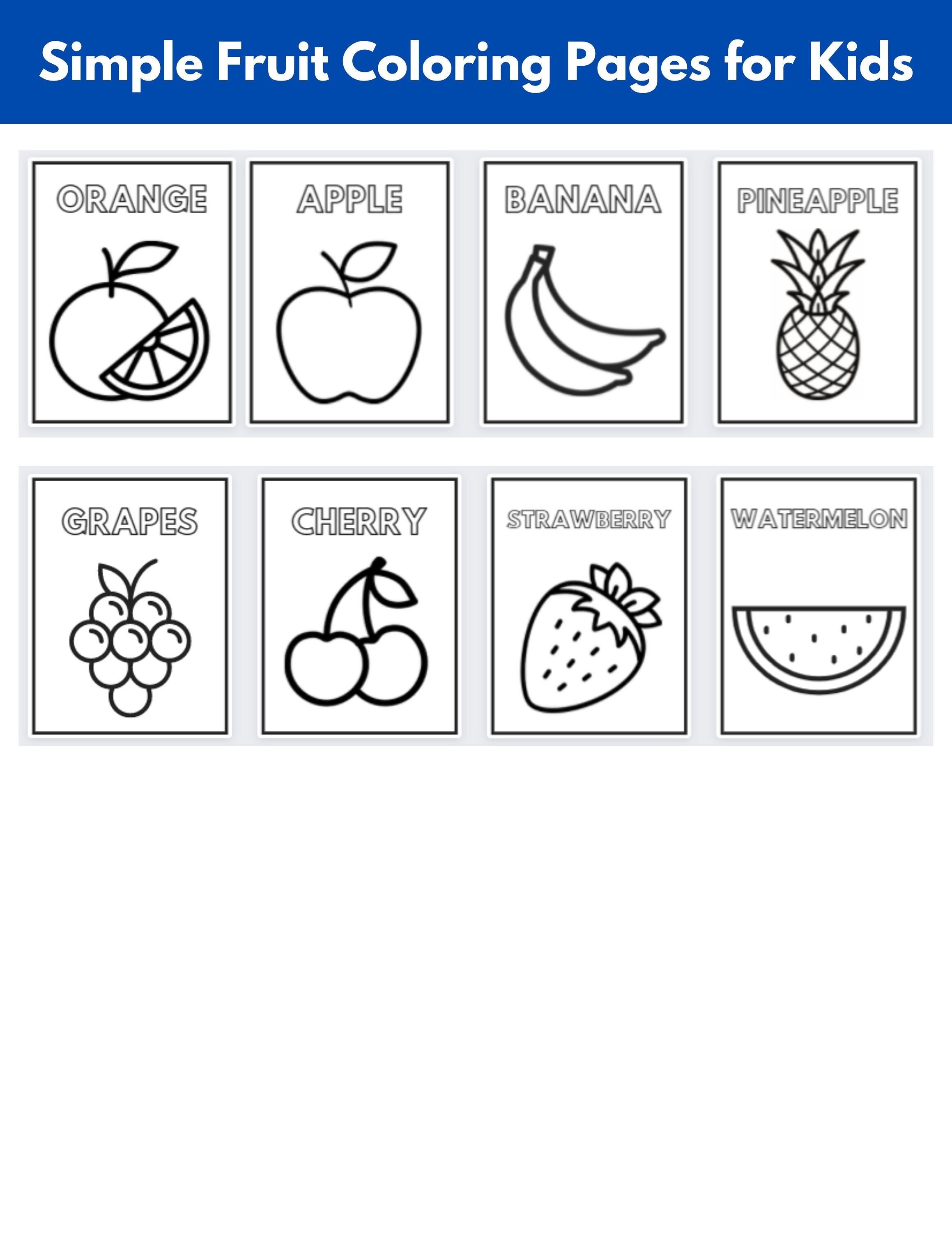 8 Printable Fruit Coloring Pages Coloring Pages Fruit - Etsy UK