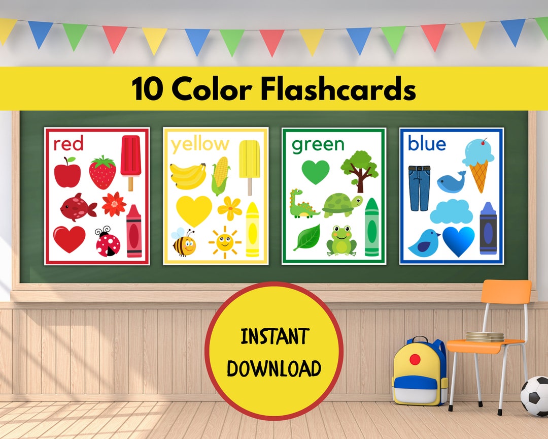 Color Flashcards, Preschool Flashcards, Printable Color Cards, Learning ...