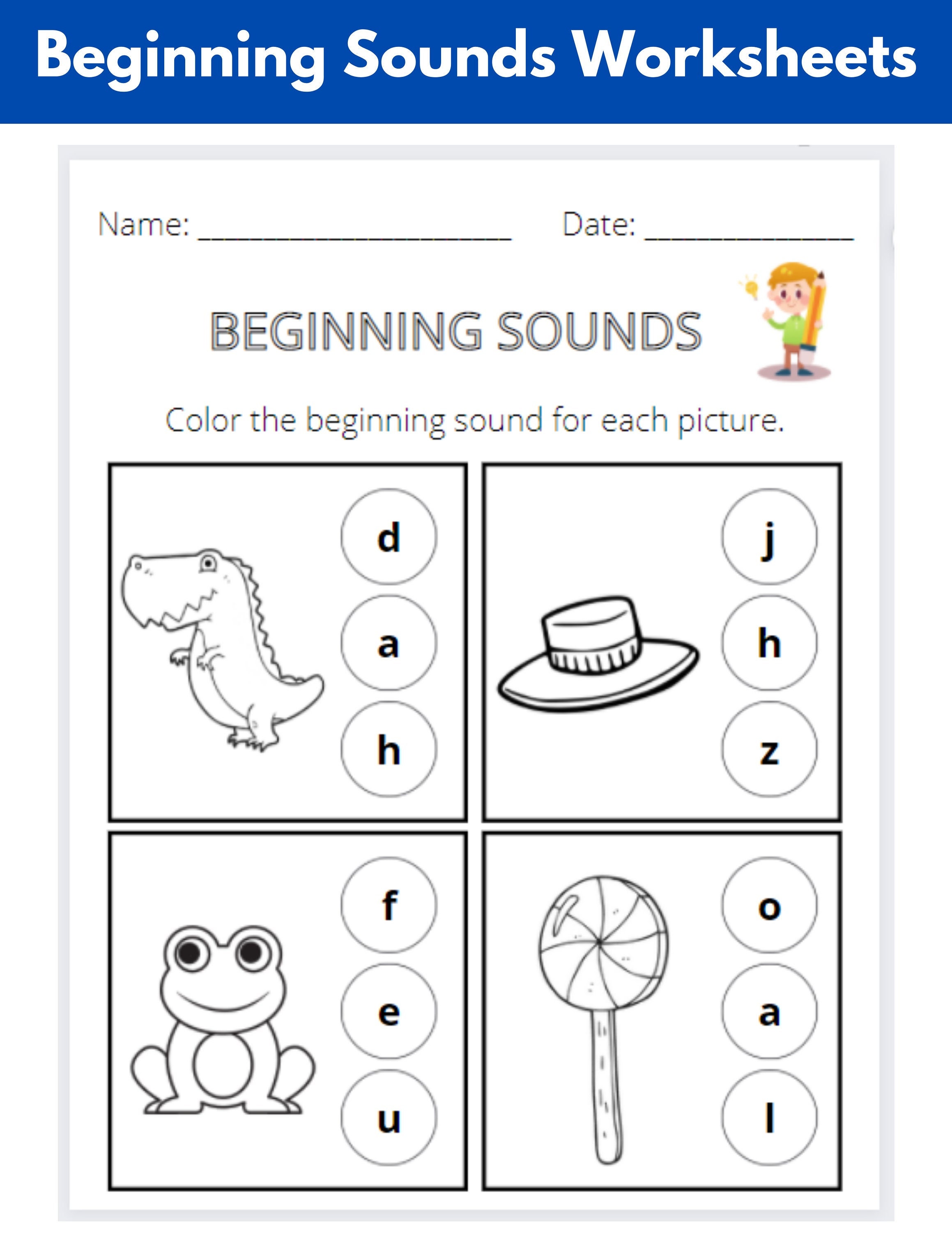 6 printable beginning sounds worksheets alphabet worksheets etsy