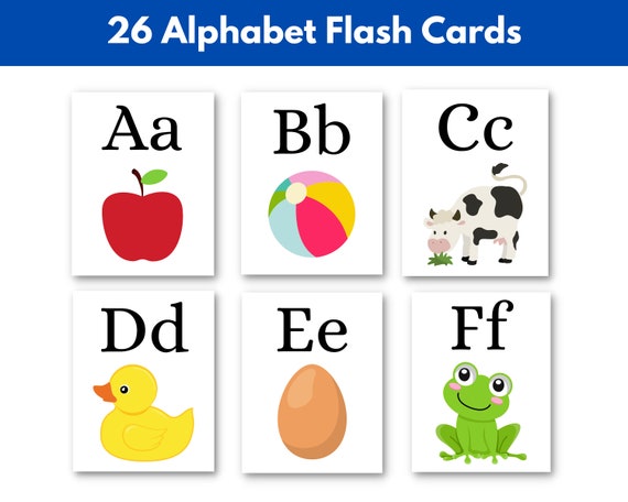 ABC Flash Cards Printable ABC Flashcards Full Color - Etsy