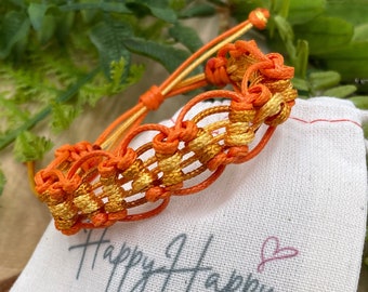 Wax cord bracelet, macrame friendship bracelet, adjustable Cord Bracelet, Surfer Bracelet, bohemian jewelry, orange cord, boho bracelet