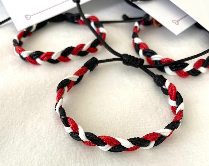 Braided Waxed Cord Team Bracelet: Adjustable Sports Gift