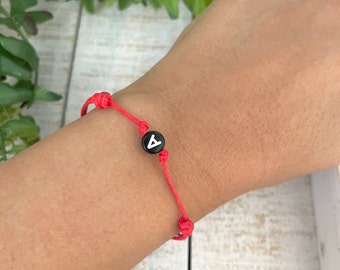 Personalized Initial Bracelet: Waterproof Waxed Cord, Adjustable Boho Jewelry