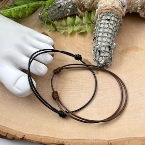 Waxed Cord Anklet: Minimalist Boho Beach Surfer Style