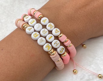 Personalized Heishi Bead Name Bracelet: Custom Initial Bracelet