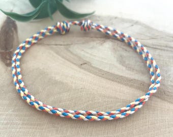 Pleciona bawełniana bransoletka na kostkę: Boho Beach Ankle Bracelet