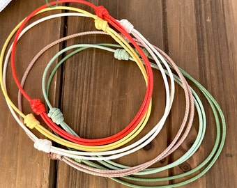Waxed Cord Anklet: Boho Surfer Beach Style, Adjustable