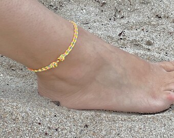 Waterproof anklet, cord anklet, thread braided summer anklets, Surfer beach anklet for women and men, adjustable Anklet, ankle bracelet boho