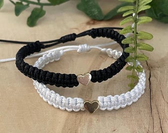 Couple Bracelet: Gold Heart Macrame Matching Bracelets
