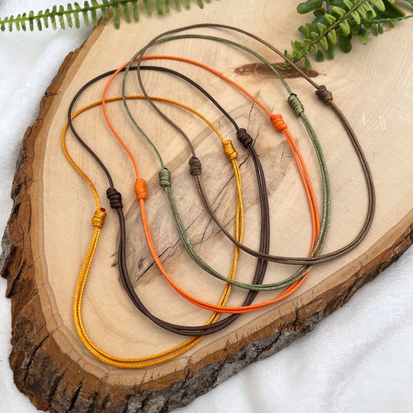 Adjustable cord necklace, necklace cord, string necklace, autumn colors, wax cord necklace, waterproof necklace, matching necklace