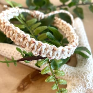 Boho Macrame Bracelet: Beige Cotton Cord, Adjustable Surf Style