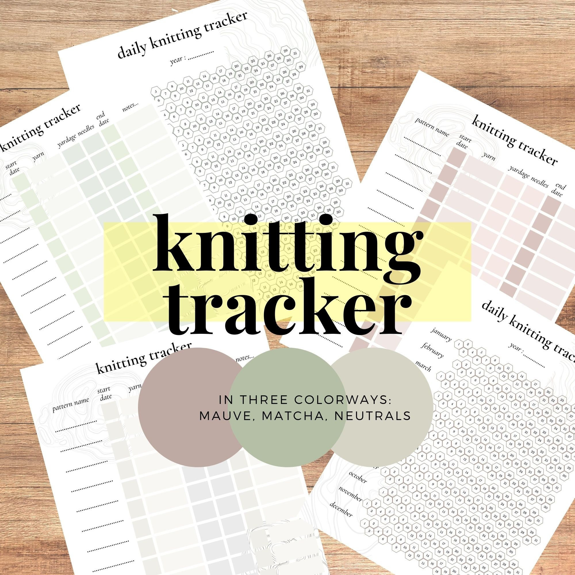 Knitting Tracker - Project Details Tracker + Daily Habit Tracker for the Entire Year - Knitting ...