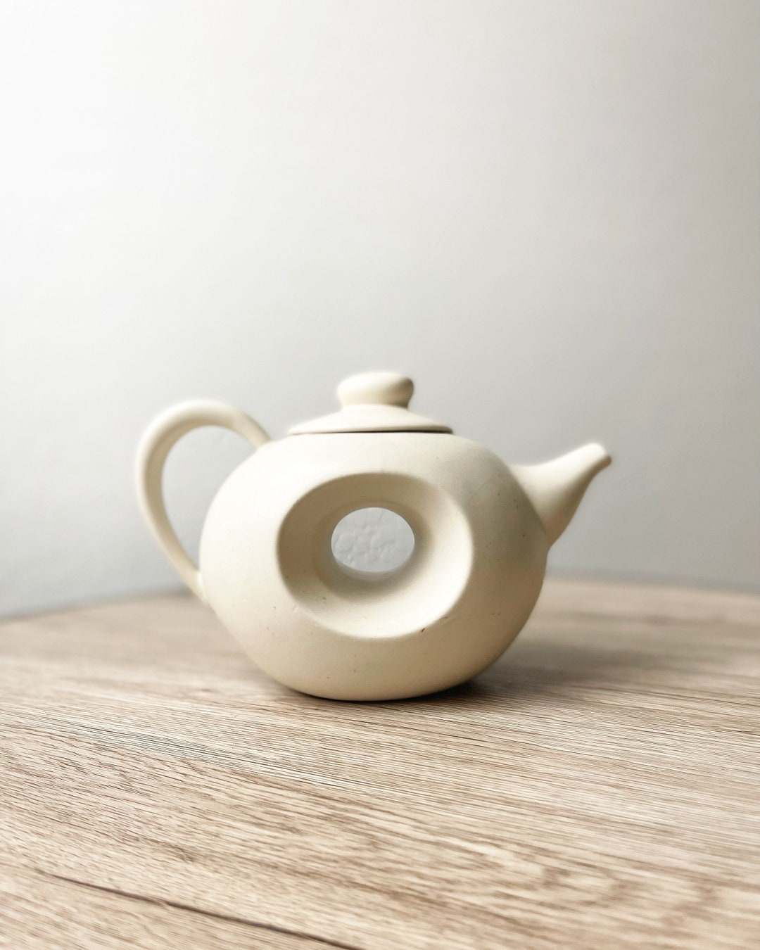 Vintage MCM Stoneware Ceramic Donut Teapot Etsy