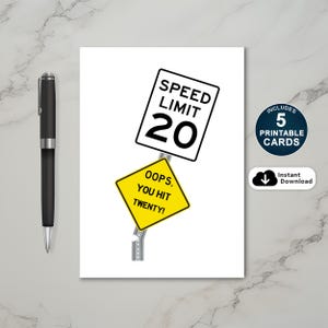 20. Geburtstagskarte, Oops Sie Hit 20 Geburtstagskarte, lustige 20. Geburtstagskarte, druckbare Geburtstagskarte