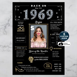 Celebrate 1969 with a personalized birthday poster! Packed with fun facts, pop culture, major events, and trends from the year, it’s a nostalgic keepsake made special with their name, birth date, and photo.