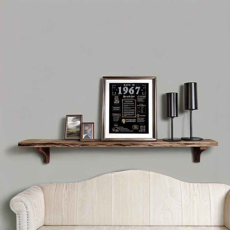 Enhance any room with the delightful charm of 1967 with our Back in 1967 birthday printable poster. Whether in a living room or any setting, its vintage appeal captures attention, sparking nostalgic conversations and uplifting the atmosphere.