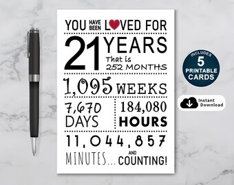 21st Birthday Card: You Have Been Loved 21 Years (Printable PDF)
